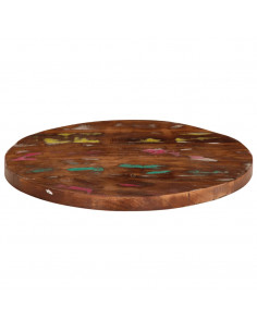 Piano per Tavolo Ø 70x3,8 cm Rotondo Legno Massello di Recupero 2