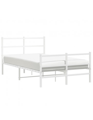 Giroletto con Testiera e Pediera Metallo Bianco 120x190 cm