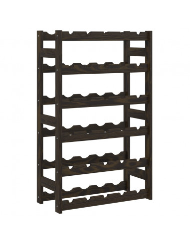 Portabottiglie per 30 Bottiglie Nero Legno Massello di Pino