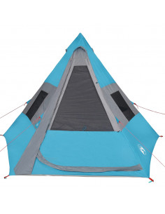 Tenda da Campeggio Tipi per 7 Persone Blu Impermeabile 2
