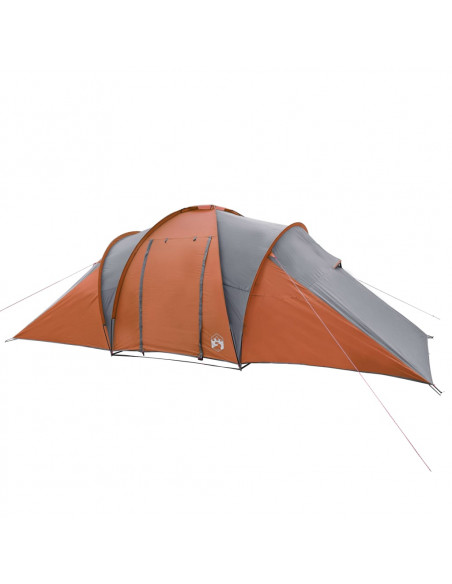 Tenda da Campeggio a Cupola 6 Persone Grigio e Arancione
