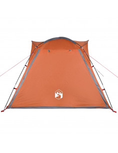 Tenda Campeggio 4 Persone Grigio e Arancione Impermeabile 2