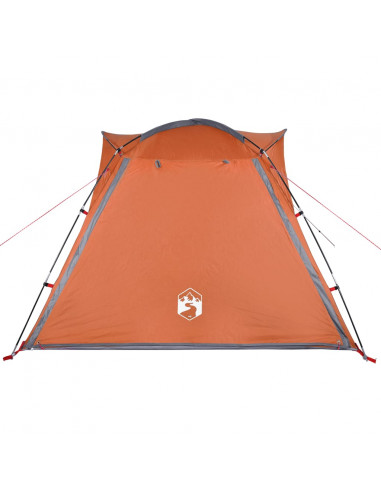 Tenda Campeggio 4 Persone Grigio e Arancione Impermeabile
