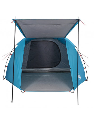 Tenda da Campeggio a Tunnel per 4 Persone Blu Impermeabile