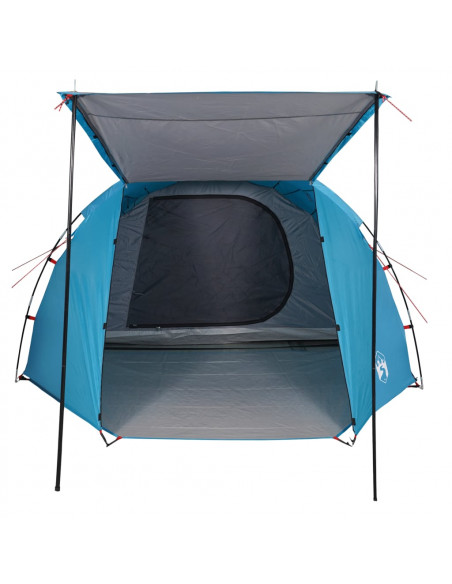 Tenda da Campeggio a Tunnel per 4 Persone Blu Impermeabile