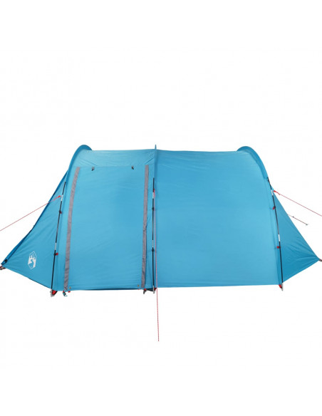 Tenda da Campeggio a Tunnel per 4 Persone Blu Impermeabile