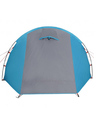 Tenda da Campeggio a Tunnel per 4 Persone Blu Impermeabile