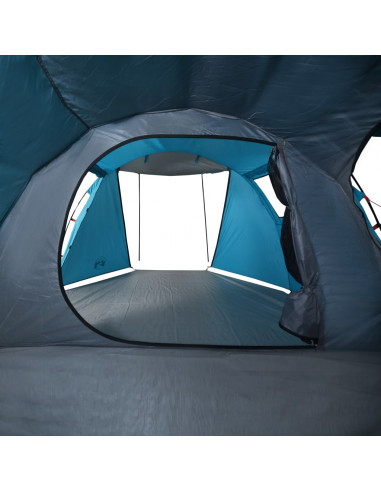 Tenda da Campeggio a Tunnel per 4 Persone Blu Impermeabile