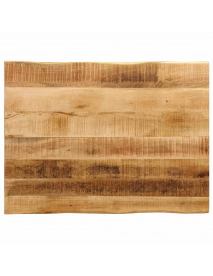 Piano Tavolo Bordi Vivi 90x60x3,8cm Legno Massello Mango Grezzo 2