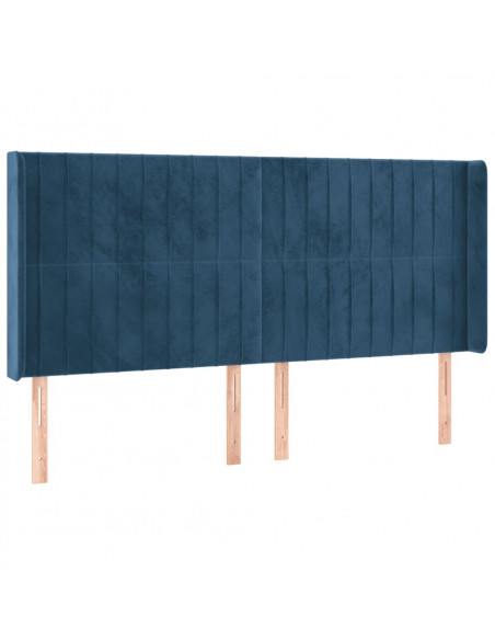 Testiera a LED Blu Scuro 163x16x118/128 cm in Velluto