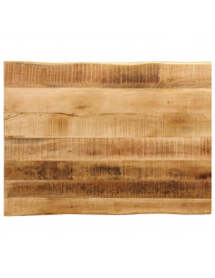 Piano Tavolo Bordi Vivi 70x60x2,5cm Legno Massello Mango Grezzo 2