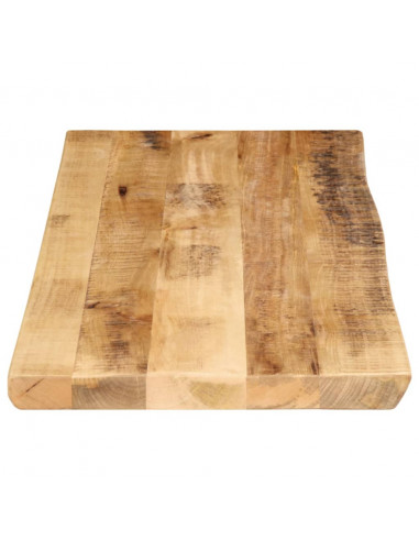 Piano Tavolo Bordi Vivi 80x40x3,8cm Legno Massello Mango Grezzo