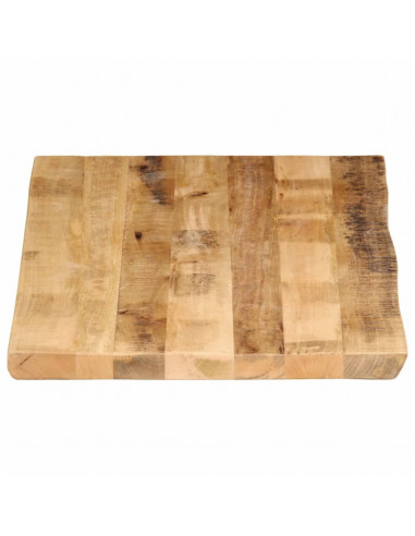 Piano Tavolo Bordi Vivi 100x60x3,8 cm Legno di Mango Grezzo