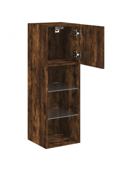 Mobile TV con Luci LED Rovere Fumo 30,5x30x90 cm