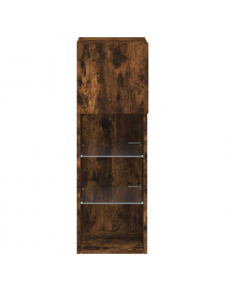 Mobile TV con Luci LED Rovere Fumo 30,5x30x90 cm