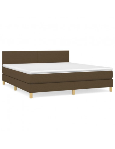Giroletto a Molle con Materasso Marrone Scuro 160x200cm Tessuto