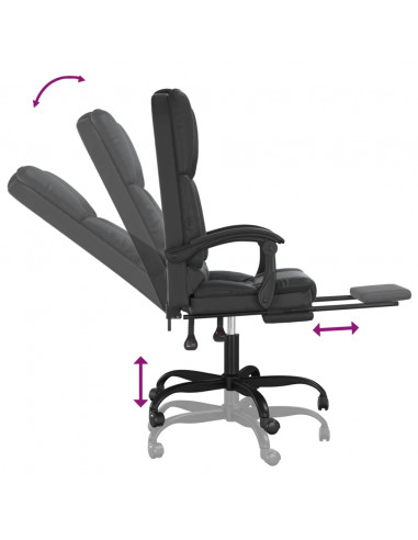 Poltrona da Ufficio Massaggiante Reclinabile Nera in Similpelle