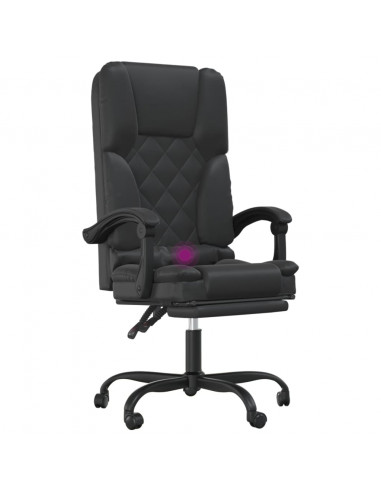 Poltrona da Ufficio Massaggiante Reclinabile Nera in Similpelle