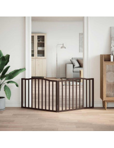 Cancello Cani Pieghevole 2 Pannelli Marrone 160cm Legno Pioppo 2