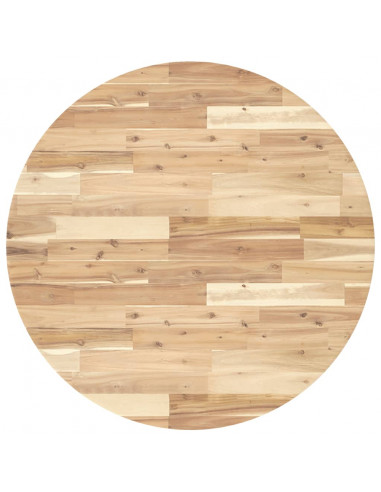 Piano Tavolo Rotondo Ø90x2 cm in Legno Massello di Acacia