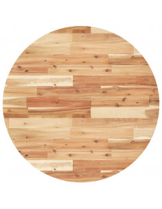 Piano Tavolo Rotondo Ø80x2 cm in Legno Massello di Acacia 2