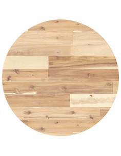 Piano Tavolo Rotondo Ø50x4 cm in Legno Massello di Acacia 2