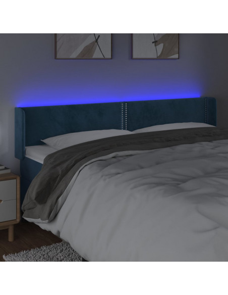 Testiera a LED Blu Scuro 163x16x78/88 cm in Velluto