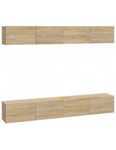 Mobili Porta TV a Parete 4 pz Rovere Sonoma 100x30x30 cm 2