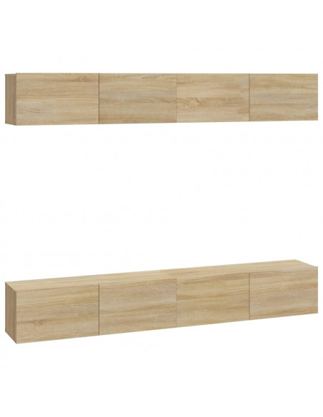 Mobili Porta TV a Parete 4 pz Rovere Sonoma 100x30x30 cm