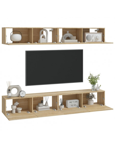 Mobili Porta TV a Parete 4 pz Rovere Sonoma 100x30x30 cm
