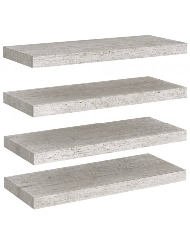 Scaffali a Parete 4 pz Grigio Cemento 60x23,5x3,8 cm in MDF