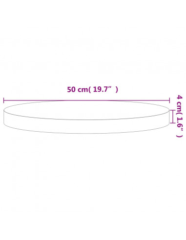Piano per Tavolo Ø50x4 cm Rotondo in Legno Massello di Faggio