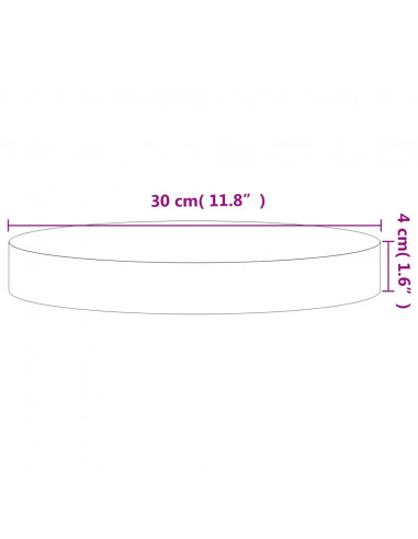 Piano per Tavolo Ø30x4 cm Rotondo in Legno Massello di Faggio