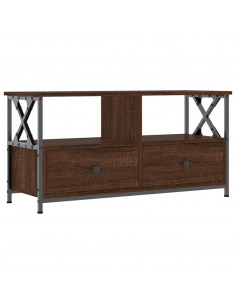 Mobile TV Rovere Marrone 90x33x45 cm Legno Multistrato e Ferro 2