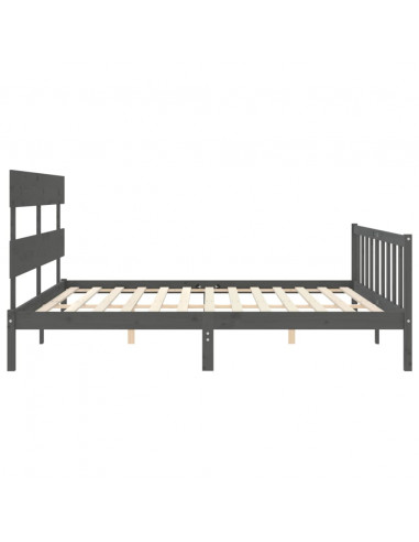 Giroletto con Testiera Grigio 200x200 cm in Legno Massello