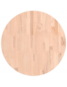 Piano per Tavolo Ø60x1,5 cm Rotondo in Legno Massello di Faggio 2