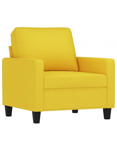 Set di Divani 3 pz con Cuscini Giallo Chiaro in Tessuto