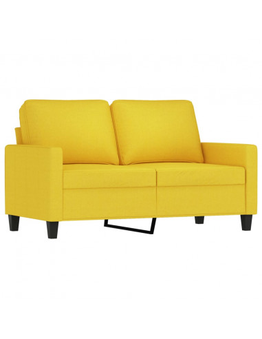 Set di Divani 3 pz con Cuscini Giallo Chiaro in Tessuto