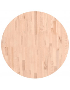 Piano per Tavolo Ø80x4 cm Rotondo in Legno Massello di Faggio 2