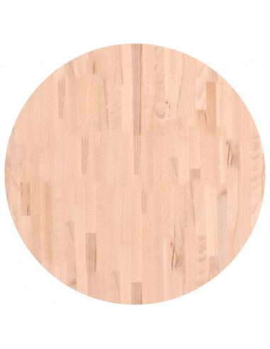 Piano per Tavolo Ø80x4 cm Rotondo in Legno Massello di Faggio