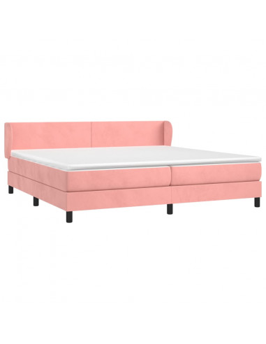 Giroletto a Molle con Materasso Rosa 200x200 cm in Velluto