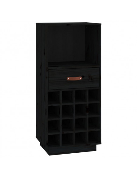 Portabottiglie Nero 45x34x100 cm in Legno Massello di Pino