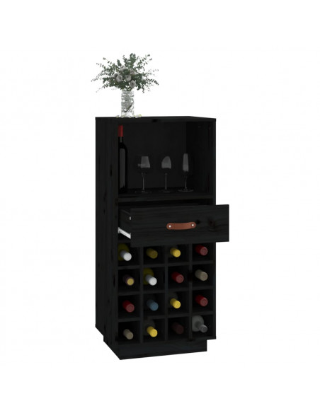 Portabottiglie Nero 45x34x100 cm in Legno Massello di Pino