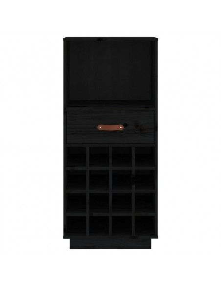 Portabottiglie Nero 45x34x100 cm in Legno Massello di Pino