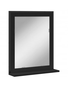 Specchio da Bagno con Ripiano Nero 50x12x60cm Legno Multistrato 2