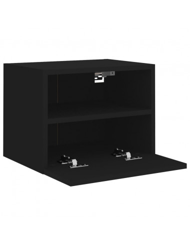 Mobili TV a Parete 2pz Neri 40x30x30 cm in Legno Multistrato