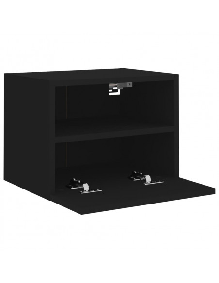 Mobili TV a Parete 2pz Neri 40x30x30 cm in Legno Multistrato