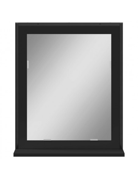 Specchio da Bagno con Ripiano Nero 50x12x60cm Legno Multistrato