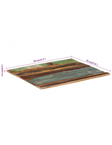 Piano Tavolo Rettangolare 70x80 cm 15-16 mm Legno di Recupero