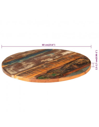 Piano del Tavolo Rotondo 60 cm 25-27 mm in Massello di Recupero
